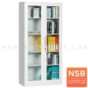 E07A103:ตู้เอกสารเหล็ก 2 บานเปิดกระจก รุ่น Whitestone   ขนาด 90W*185H cm. กุญแจล็อก