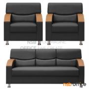 B12A136-1:โซฟารับแขก  รุ่น Rosalie (โรซาลี่) (ชุดเต็ม 3+1+1) หุ้ม PVC (จำหน่ายเป็นชุด) เสริมขาเหล็กชุบโครเมี่ยม 