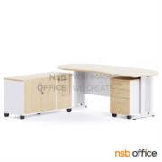 A30A049:โต๊ะผู้บริหาร รุ่น Bersches (เบอร์เชส) ขนาด 200W cm. พร้อมตู้ข้างและลิ้นชักล้อเลื่อน