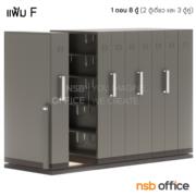 D02A017-3:ตู้รางเลื่อนแบบมือผลัก 1 ตอน  8 ตู้ 325W*122D*223.5H cm. (ความจุ 600 แฟ้ม)  (มาตรฐาน มอก. 2560)