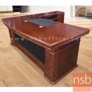 A06A130-2:โต๊ะผู้บริหารตัวแอล  รุ่น Railroad (เรลโรด)  ขนาด 200W cm. พร้อมตู้ลิ้นชักและตู้ข้างสูงเสมอโต๊ะ