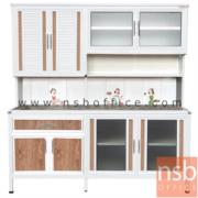 K08A005-4:ตู้ครัวอลูมิเนียมหน้าเรียบ กว้าง 180 ซม. รุ่น GAPE 180  มีลิ้นชัก (หน้าTOPหินอ่อนเจียร์ขอบ)