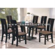 G14A075 :ชุดโต๊ะรับประทานอาหารหน้าไม้อาคาเซีย 6 ที่นั่ง รุ่น Buscemi (บูเซมี)  ขนาด 150W cm.   พร้อมเก้าอี้ 