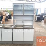 G07A103:ตู้ครัวสูงอลูมิเนียม พร้อมอ่างซิงค์ หน้าเรียบ   ขนาด 100W*54D*190H  cm. 