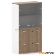 C02A011-3:ตู้เอกสาร สูง 160 cm. 2 บานกระจก 2 ลิ้นชักแฟ้มแขวน รุ่น Mortenson (มอร์เทนสัน) (รางลูกปืน รับ นน. ได้มาก Softclose) สีมาตรฐาน 