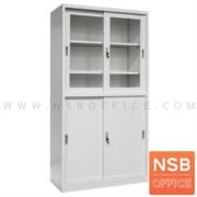 E07A109:ตู้เอกสารเหล็กบานเลื่อนบนกระจก-ล่างบานทึบ รุ่น Driver (ไดร์เวอร์)  ขนาด 3 ฟุต 