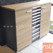 C01A049:ตู้เอกสาร สูง 83H cm. 2 บานเปิด 10 ลิ้นชัก รุ่น LCK-1060     เมลามีน สีแกรนโอ๊คตัดกราไฟท์