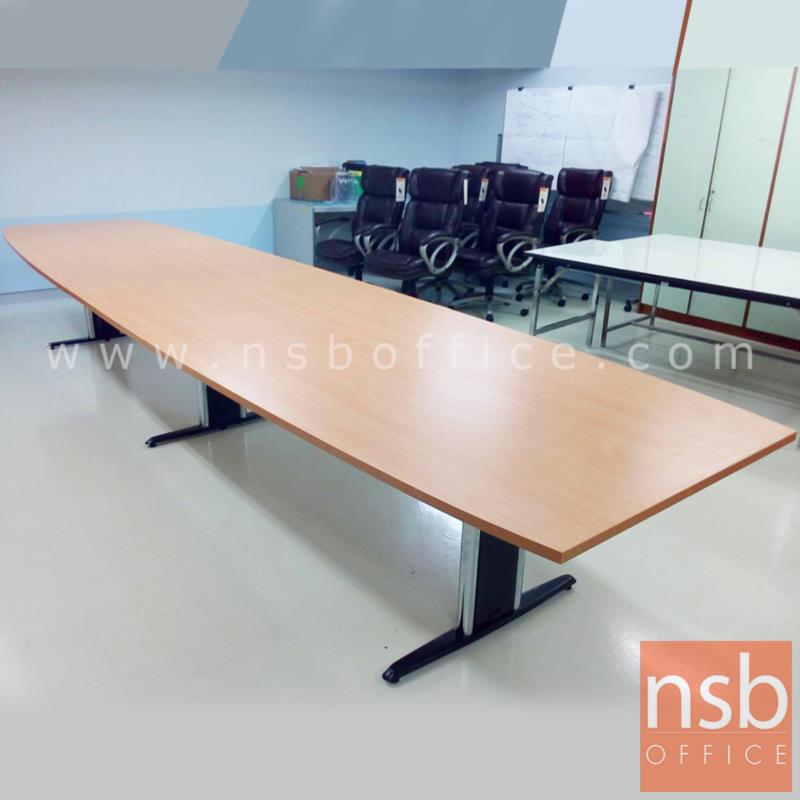 โต๊ะประชุมทรงเรือ รุ่น Izora (ไอโซร่า) ขนาด 300W, 360W, 400W, 480W cm. พร้อมระบบคานเหล็ก ขาเหล็กตัวไอ