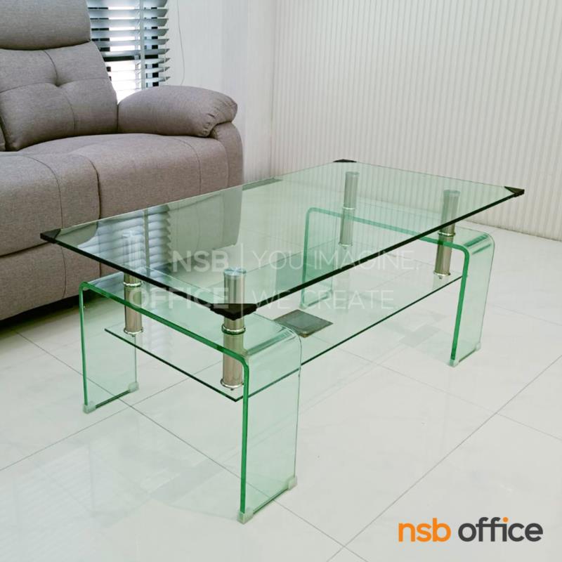B13A349:โต๊ะกลางกระจกดัดโค้ง รุ่น Emlet (เอ็มเล็ต) ขนาด 110W*45H cm. 