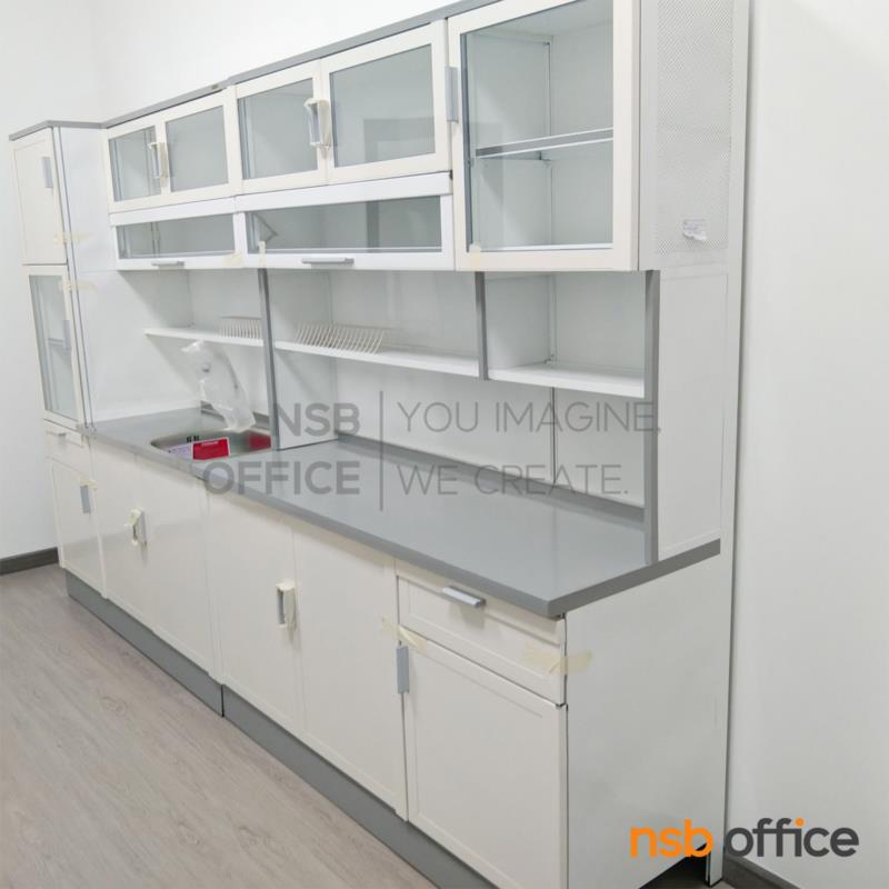 ตู้ครัวสูงอลูมิเนียมหน้าเรียบ กว้าง 150 cm.   