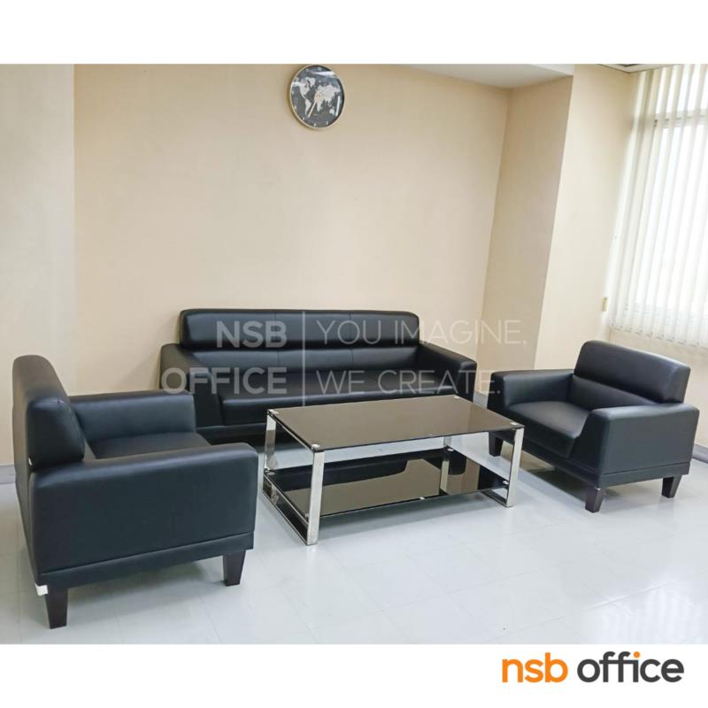 โต๊ะกลางกระจกนิรภัยสีดำ  รุ่น Macbeth (แม็คเบ็ธ) ขนาด 120W cm. โครงขาสแตนเลส