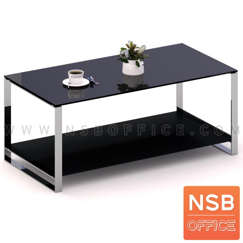 B13A151:โต๊ะกลางกระจกนิรภัยสีดำ  รุ่น Macbeth (แม็คเบ็ธ) ขนาด 120W cm. โครงขาสแตนเลส