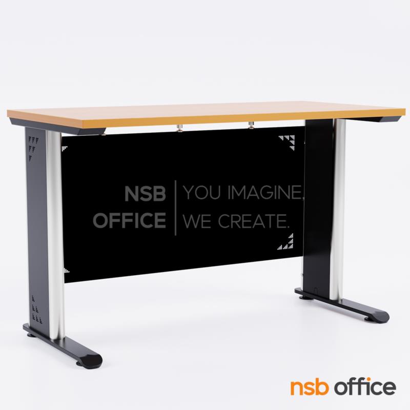 A18A081:โต๊ะประชุมตรง  ขนาด 80, 120, 150, 180, 210W cm. พร้อมบังตาเหล็กทำลวดลาย ขาเหล็กตัวแอล