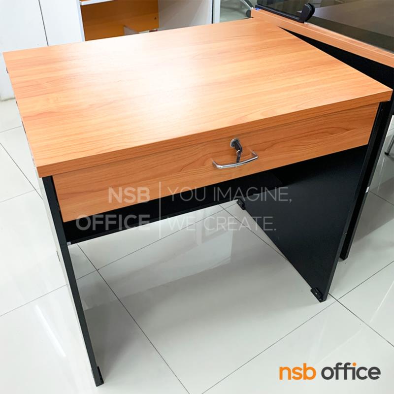 โต๊ะทำงาน 1 ลิ้นชัก เมลามีน-ฟอยล์ ขนาด 80W cm.  สีเชอร์รี่ดำ 
