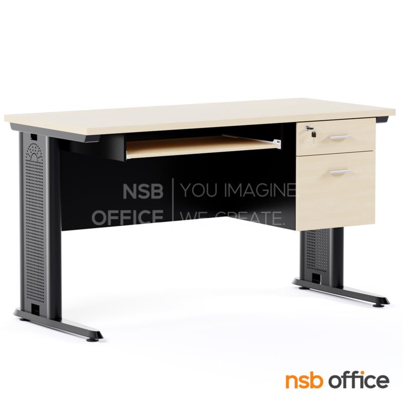 A10A038:โต๊ะคอมพิวเตอร์ 2 ลิ้นชัก พร้อมรางคีย์บอร์ด รุ่น Lumonic (ลูโมนิก) ขนาด 120W, 135W, 150W cm. ขาเหล็กตัวแอล