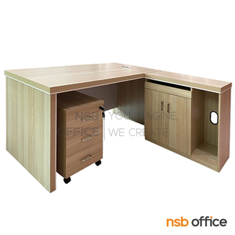 โต๊ผู้บริหารตัวแอล รุ่น Pennell (เพนเนลล์) ขนาด 160W ,180W cm. พร้อมตู้ข้างและตู้ลิ้นชักล้อเลื่อน