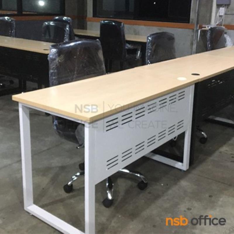 โต๊ะทำงานขาเหล็ก รุ่น Aaron II (อาร์รอน 2) 80,100,120,135,150 cm บังตาเหล็ก ขาเหล็กสีขาว