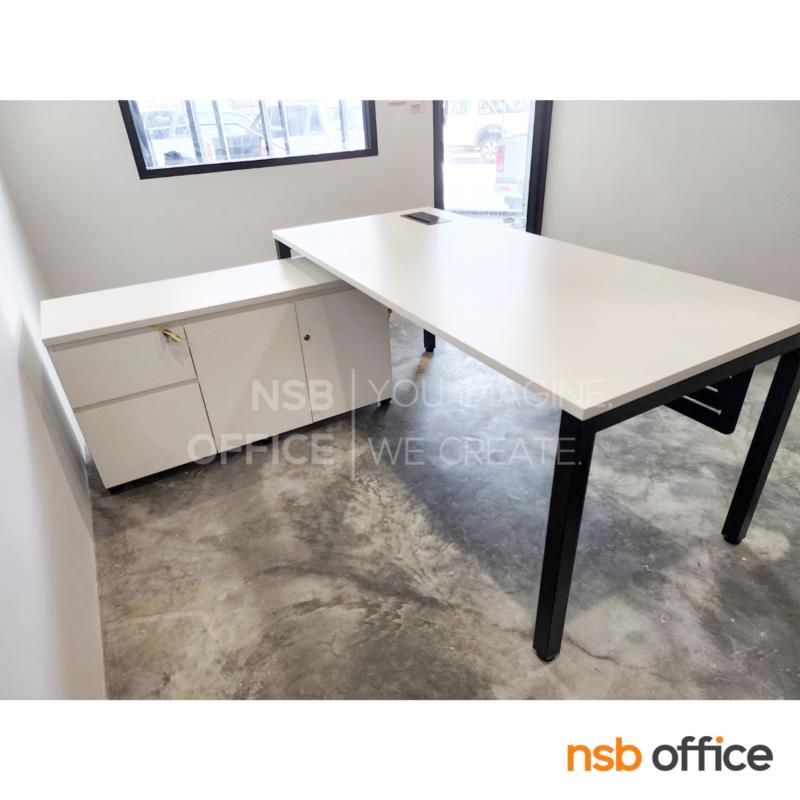 โต๊ะผู้บริหารตัวแอล  รุ่น Cardira (คาร์ดิล่า) ขนาด 180W cm. มีบังตา พร้อมตู้ข้างล้อเลื่อนบานเพ่ 