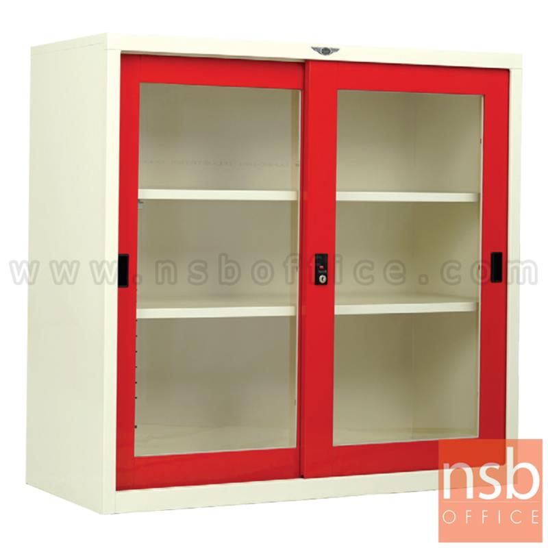 E07A012:ตู้เอกสารเหล็กบานเลื่อนกระจก รุ่น Gambon (แกมบอน) ขนาด 3, 4, 5 และ 6 ฟุต  ล็อคด้วยระบบกุญแจ