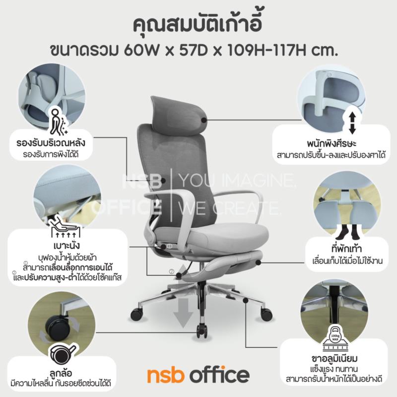 เก้าอี้ผู้บริหารหลังเน็ต รุ่น fortis (ฟอร์ติส)  โช๊คแก๊ส ก้อนโยก ขาอลูมิเนียม