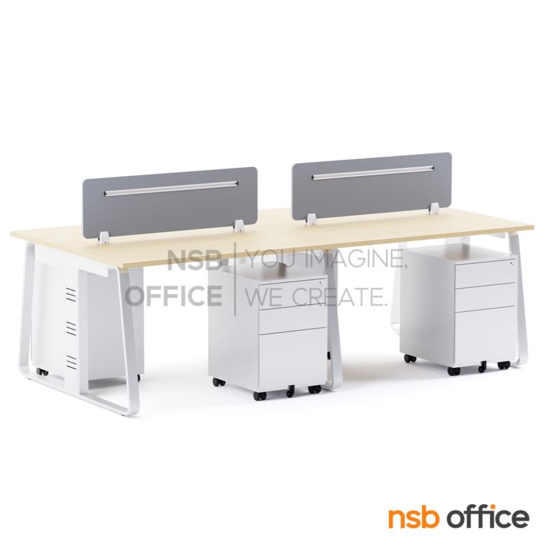 A27A114:ชุดโต๊ะทำงานกลุ่ม รุ่น Lenke (เล็งเก้ ) 4 และ 6 ที่นั่ง พร้อมตู้ลิ้นชักเหล็กล้อเลื่อน และมินิสกรีนหุ้มผ้า