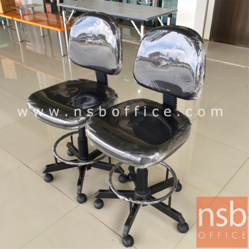 เก้าอี้บาร์ที่นั่งเหลี่ยมล้อเลื่อน รุ่น Mandalori  ขาเหล็กกล่องพ่นดำ 