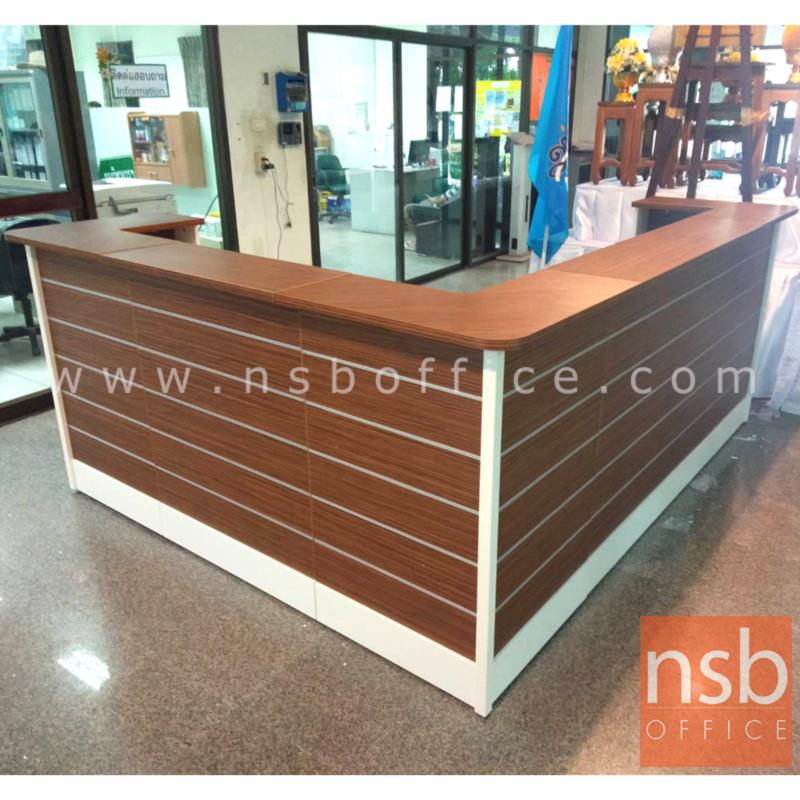 A11A054:เคาน์เตอร์ตัวแอล รุ่น L-Shape ขนาด 220W ,260W ,300W*220D cm. เมลามีน สีซีบราโน่-ขาว