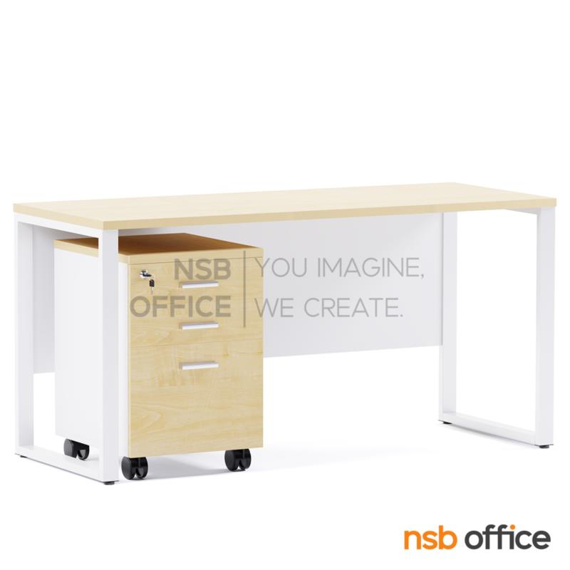 A41A004:โต๊ะทำงานขาเหล็ก รุ่น Hendrix (เฮนดริค)  บังตาไม้ พร้อมตู้ลิ้นชักล้อเลื่อน