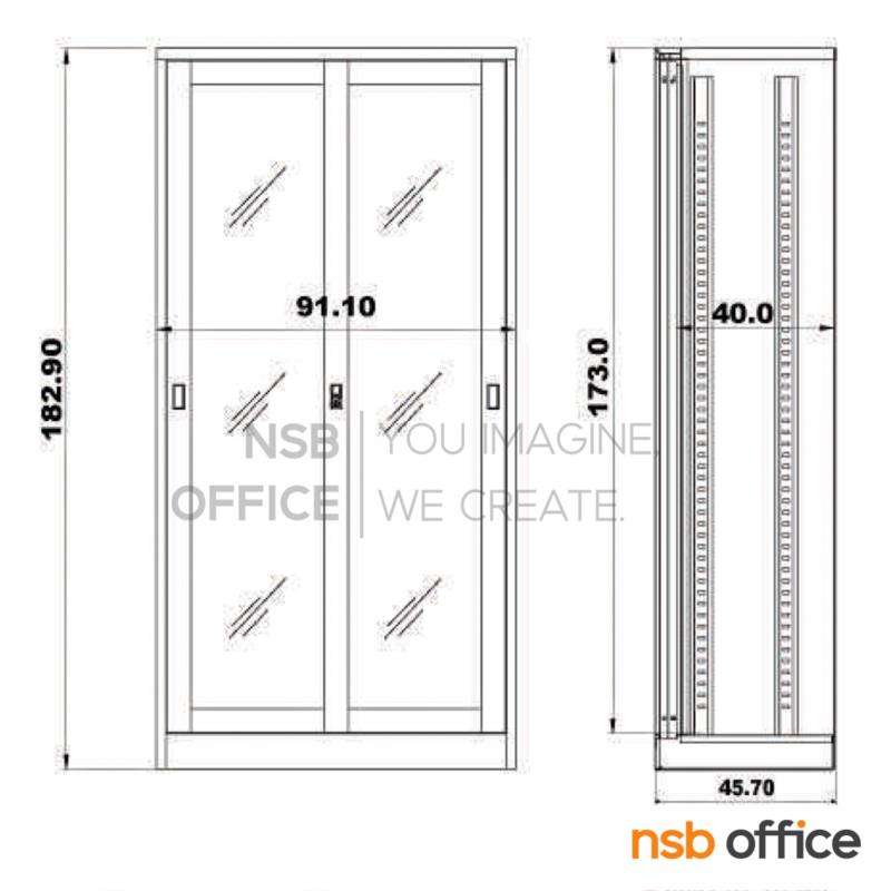 ตู้เอกสารเหล็กบานเลื่อนกระจกสูง รุ่น LK-4   