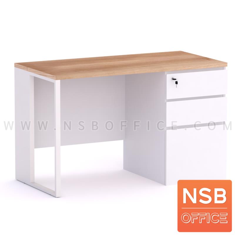 A10A076:โต๊ะทำงานทรงสี่เหลี่ยม 3 ลิ้นชัก  รุ่น Elwood (เอลวูด)  ขาเหล็กกล่อง