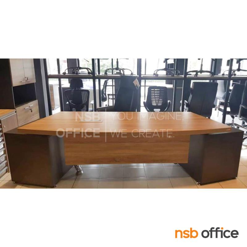 โต๊ะทำงานผู้บริหาร 4 ลิ้นชัก  รุ่น DKK-2822  ขนาด 283W cm. เมลามีน สีแกรนโอ๊คตัดกราไฟท์