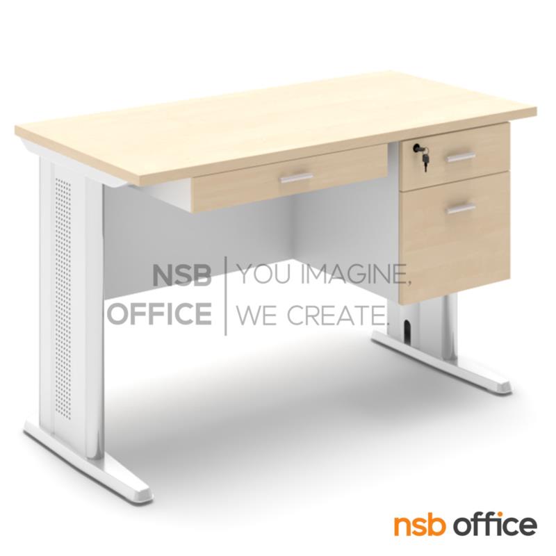 A40A007:โต๊ะทำงาน 3 ลิ้นชัก  รุ่น Lestira (เลสติร่า) ขนาด 135W, 150W cm. ขาเหล็กตัวแอล