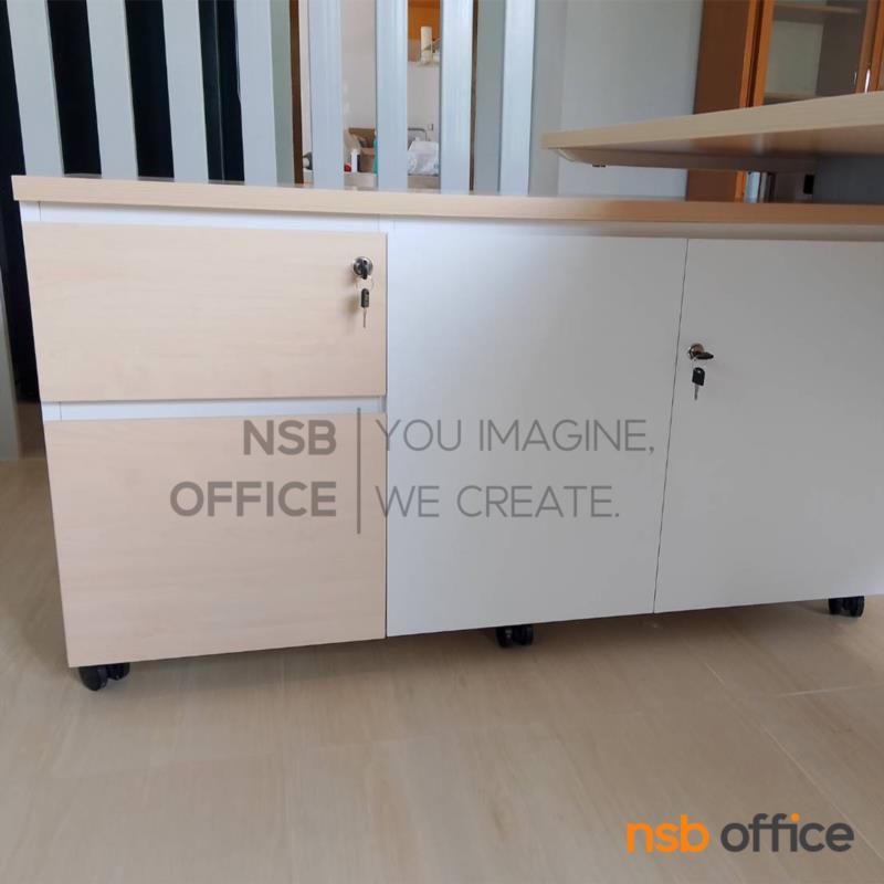 โต๊ะทำงานผู้บริหาร รุ่น Draxen (แดร็กเซน) ขนาด 150W ,160W และ 180W cm.  ขาเหล็ก พร้อมตู้ข้างล้อเลื่อน