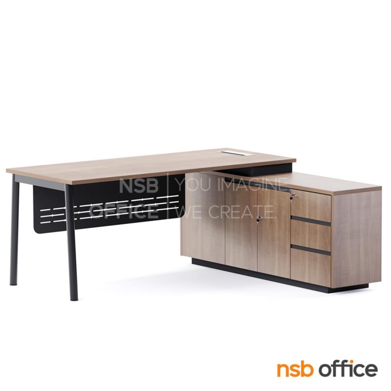 A16A139:โต๊ะผู้บริหารตัวแอล รุ่น Auriga (ออไรก้า) ขนาด 180W cm.  ขาเหล็ก พร้อมป๊อปอัพ A24A047-1