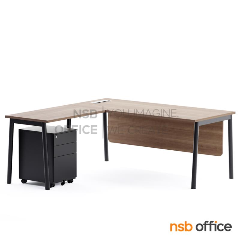 โต๊ะผู้บริหารตัวแอล รุ่น Arcania (อาร์เคเนีย) ขนาด 180W cm. พร้อมตู้ลิ้นชักล้อเลื่อน และกล่องไฟ A24A047-1
