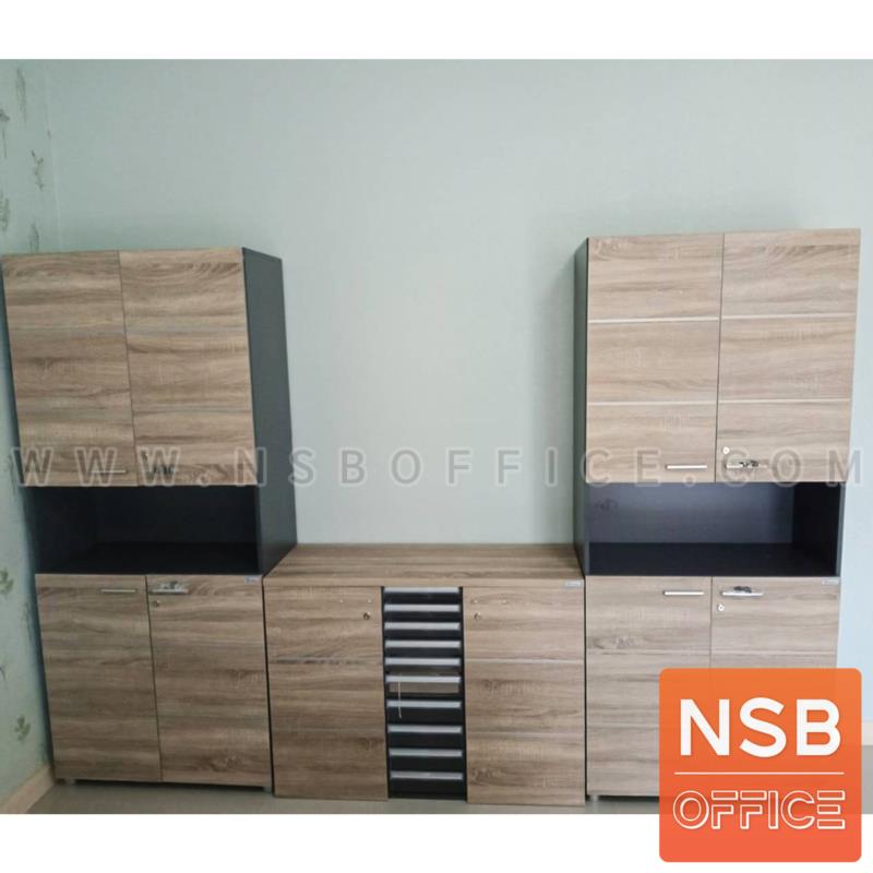 ตู้เอกสาร สูง 83H cm. 2 บานเปิด 10 ลิ้นชัก รุ่น LCK-1060   เมลามีน สีแกรนโอ๊คตัดกราไฟท์