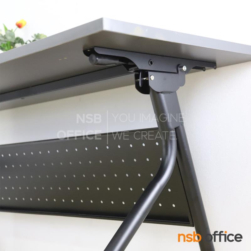 โต๊ะประชุมพับเก็บได้ล้อเลื่อน รุ่น Pharynx (ฟาริก) ขนาด 120W ,150W และ 180W cm. โครงขาเหล็กสีดำ บังตาเหล็ก ล้อล็อกได้