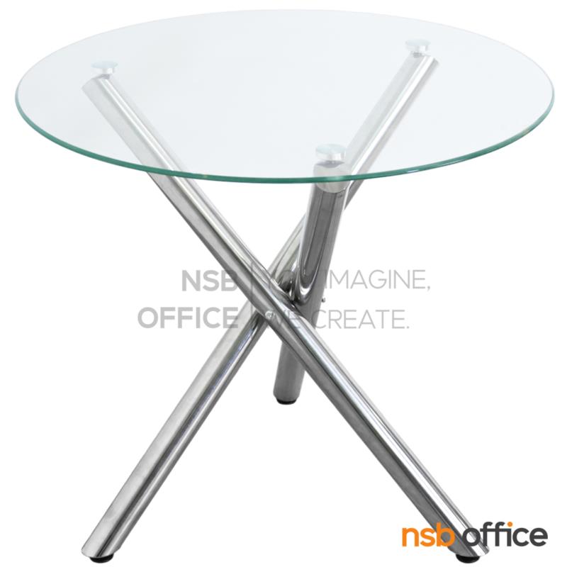 A09A143:โต๊ะกลมหน้ากระจก  รุ่น Vester (เวสเตอร์) ขนาด 80Di cm.  โครงขาสแตนเลส