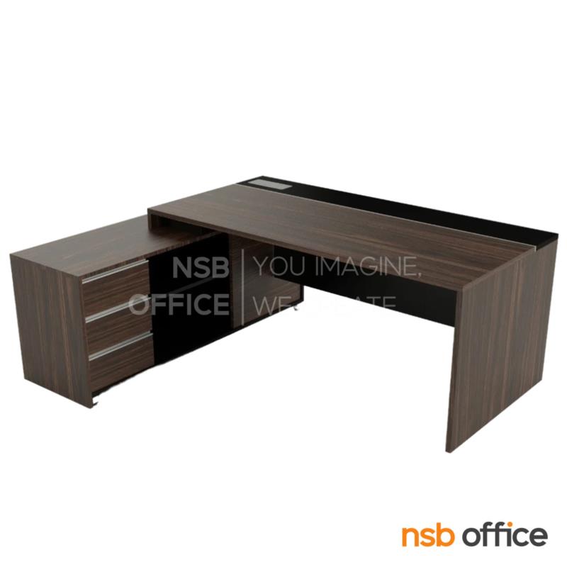 A30A030:โต๊ะผู้บริหารตัวแอล รุ่น WISCONCIN (วิสคอนซิน) ขนาด 180W ,200W cm. พร้อมตู้ข้าง 