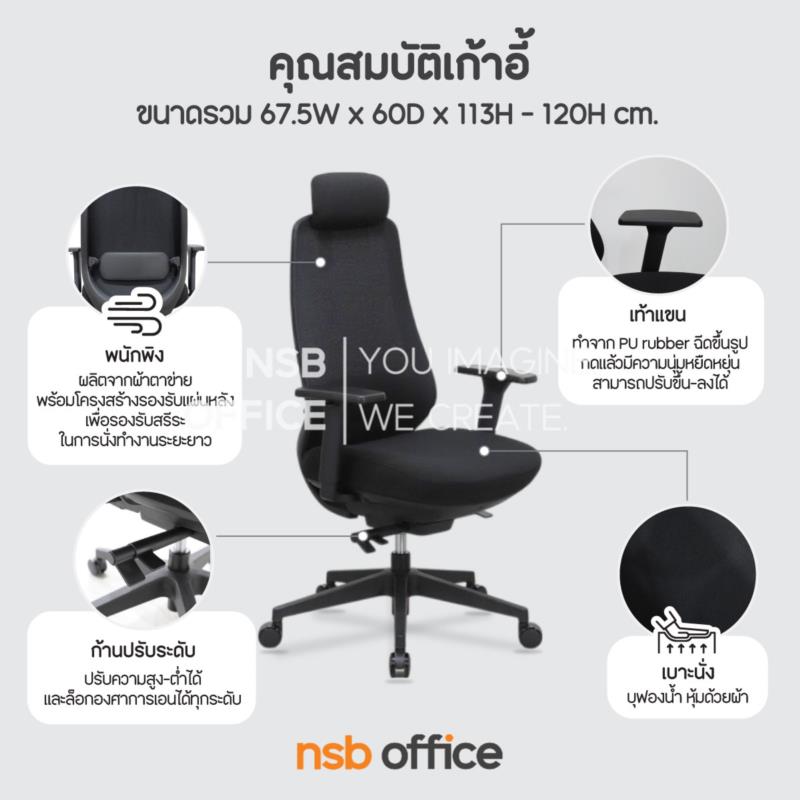 เก้าอี้ผู้บริหารหลังเน็ต รุ่น Vilgax (วิลแก็กซ์)  โช้คแก๊ส ก้อนโยก ขาพลาสติก