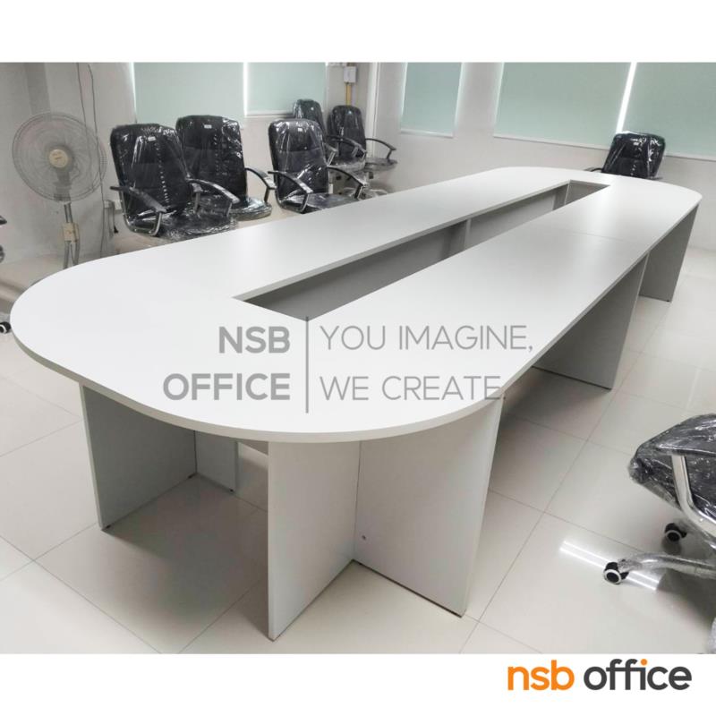 โต๊ะประชุมหัวโค้ง  รุ่น Miner (ไมเนอร์)  เมลามีน ขาไม้