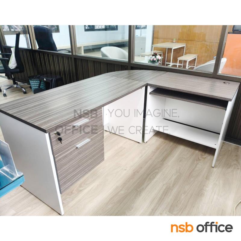 โต๊ะทำงานตัวแอล 2 ลิ้นชัก รุ่น Enterprise ขนาด 180W cm. 