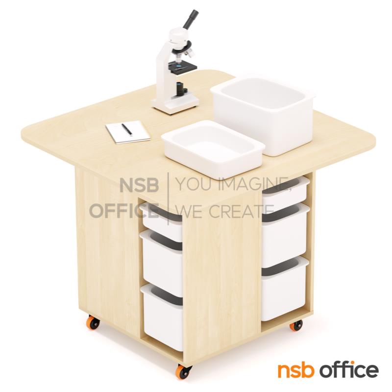 โต๊ะทดลอง STEM รุ่น Cornflower (คอร์นฟาวเวอร์) ขนาด 120W cm. ล้อเลื่อน