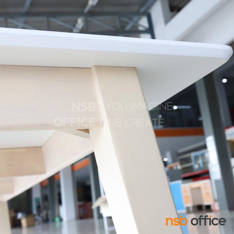 โต๊ะรับประทานอาหารไม้ยางพารา รุ่น Fuji (ฟูจิ) ขนาด 210W cm. Top ลามิเนตสีขาว