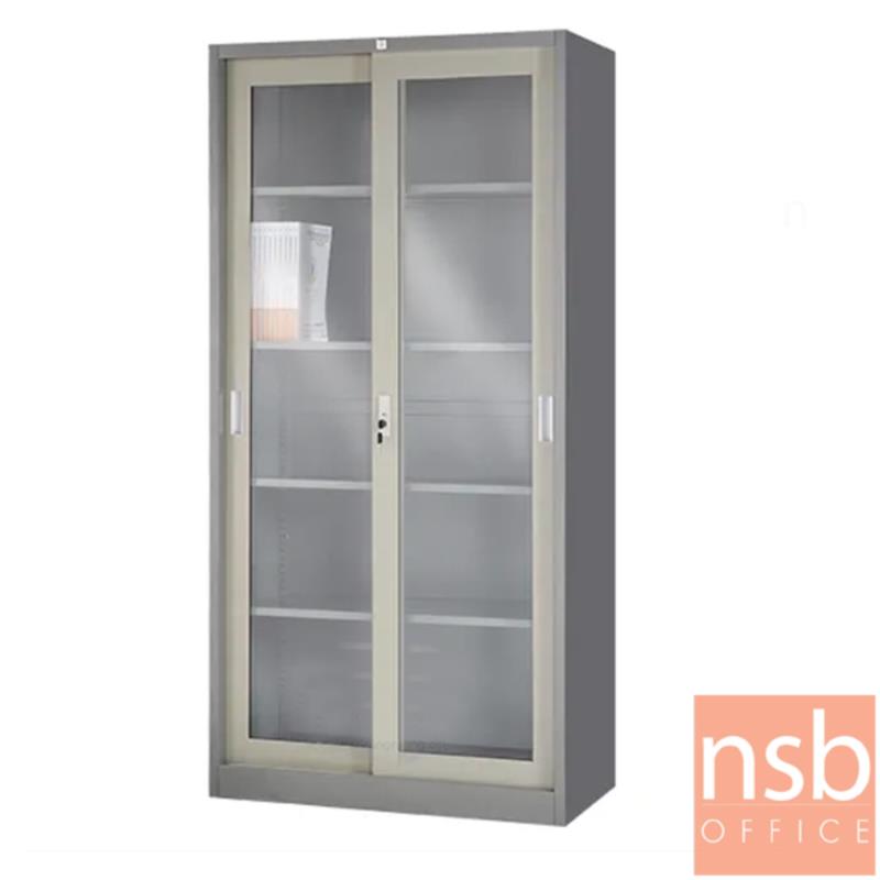 E07A066:ตู้เอกสารเหล็กบานเลื่อนกระจก รุ่น C-86 ขนาด 90W*185H cm. กุญแจล็อค