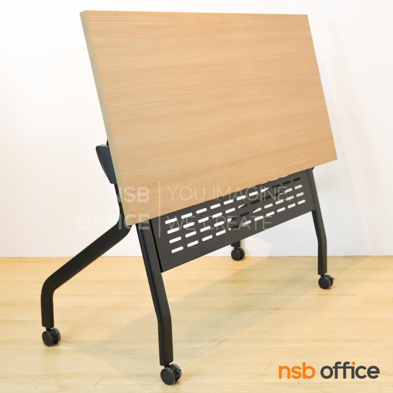 โต๊ะประชุมพับเก็บได้ล้อเลื่อน (สีดำ) รุ่น Hutchence  บังตาเหล็ก ที่วางของใต้ท็อป ล้อล็อกได้