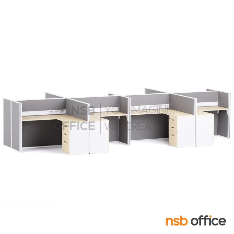 โต๊ะทำงานกลุ่มตัวแอล รุ่น Vignette (วิกเน็ต) 4, 6 และ 8 ที่นั่ง พร้อมพาร์ทิชั่นทึบ รางไฟตรงกลาง