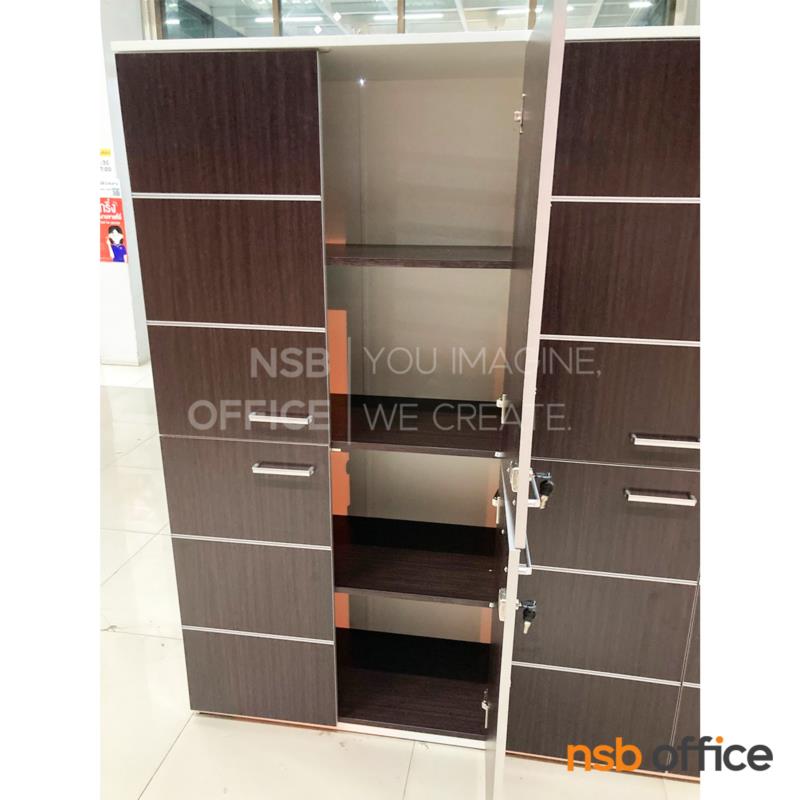 ตู้เอกสาร สูง 160 cm. บน-ล่างบานเปิดทึบสูง รุ่น Dorella (โดเรลล่า)  เมลามีน สีเวงเก้-ขาว