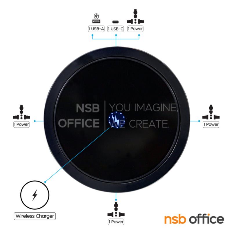 ป๊อปอัพกลม กดเด้ง 4 Power 2 USB (A+C) รุ่น Xelvo (เซลโว)  มี Wireless charger มีสายปลั๊กไฟ