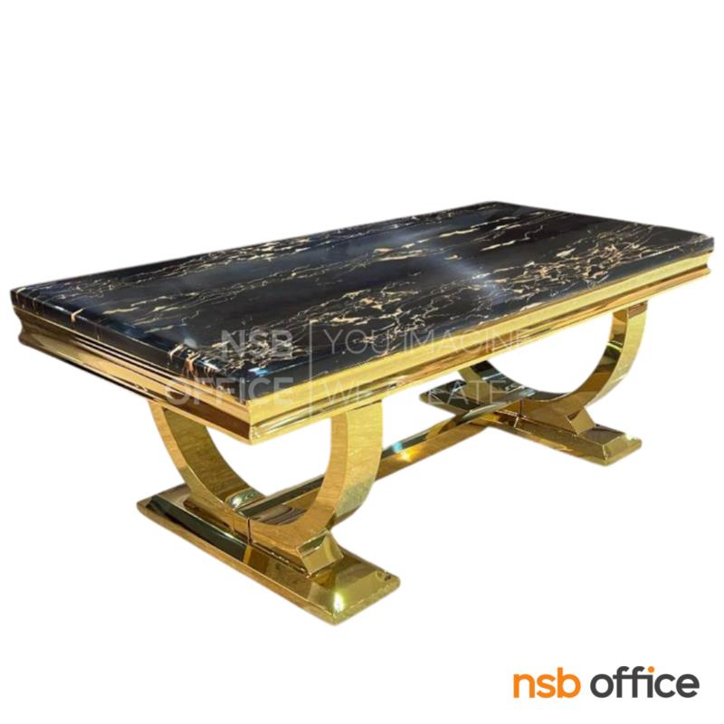 B42A005:โต๊ะกลางหน้าหิน รุ่น Wellstin (เวลส์ติน) ขนาด 120W cm.  โครงขาสแตนเลสสีทอง